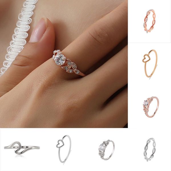 

women fashion gold tone geometric twist thin ring set engagement jewelry, Silver