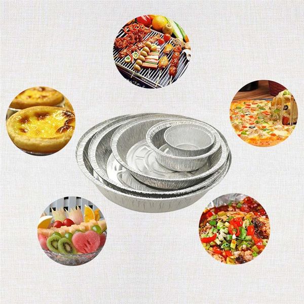 

50pcs 285ml tin foil bowls aluminum foil round disposable bbq tray pie pans for homemade cakes pies without lid