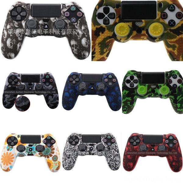 

fmsi4 guards cover sleeve soft grip camouflage camo silicone skin case protector for playstation 4 ps4 ps4 pro controller+2 caps