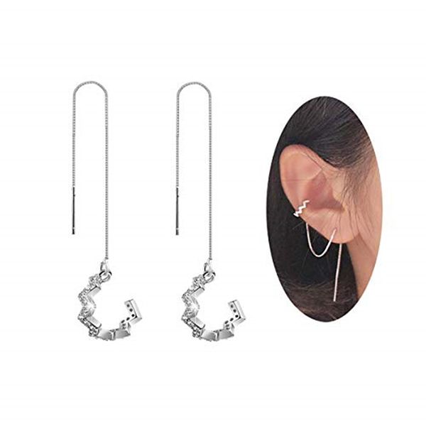 

exquisite wave cuff earrings wrap tassel earrings for woman personality jewelry gift accessories, Silver