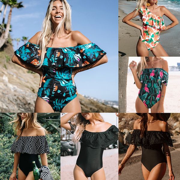 

2018 sexy one piece купальник классический с плеча женщины купальники сборки monokini ретро черный комбинезон vintage купальный костюм девуш, White;black