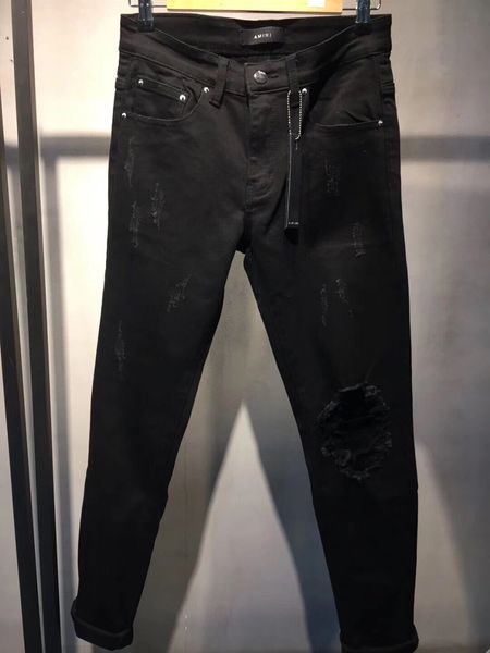 

new arrival mens designer jeansblack ripped straight tube ripped straight ripped character hip hop slim jeans size 28-40, Blue