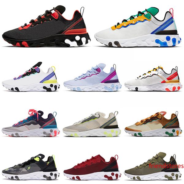 

react element 87 55 running shoes men women chaussures bred camo team red triple black tour green orange peel mens trainers sports sneakers