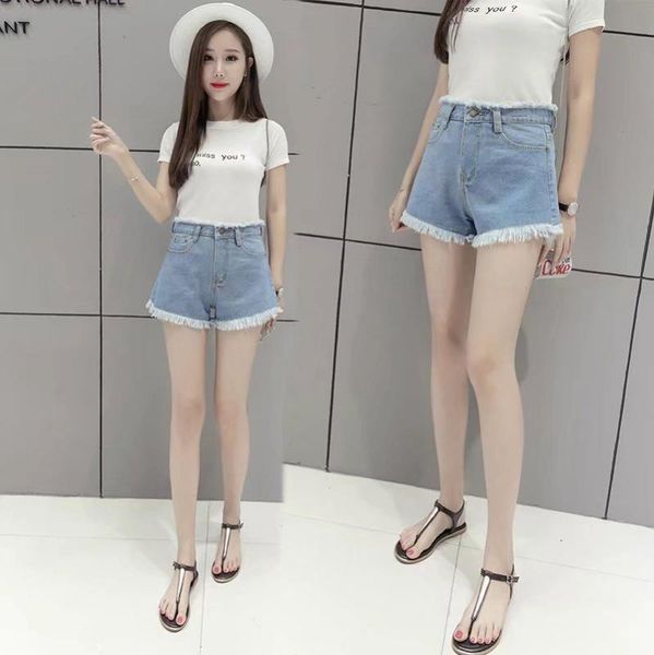 

high waist denim shorts size xl female short jeans for women 2020 summer ladies shorts solid crimping denim, White;black