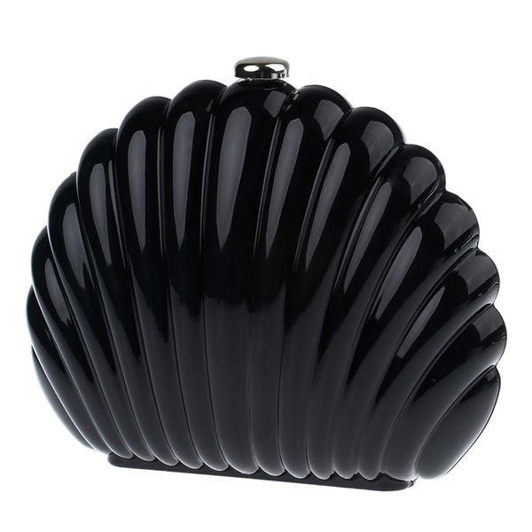

acrylic conch shape evening handbag clutch party purse chain bag black, Black;red