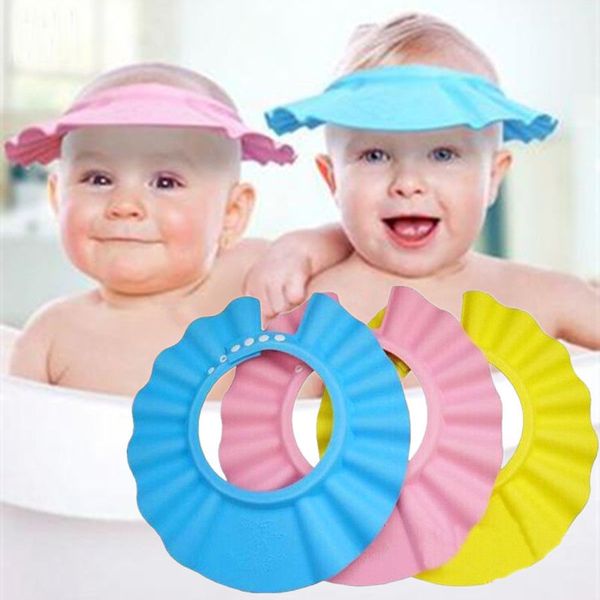 

adjustable baby kids shampoo bath bathing shower cap hat ear wash hair shield