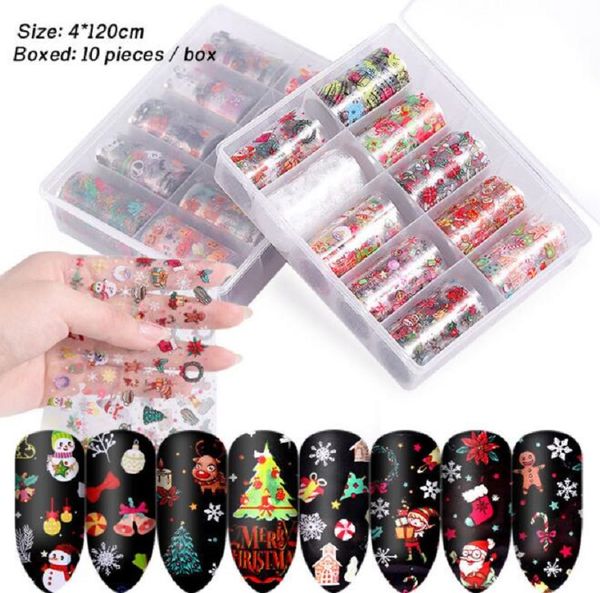 

10pcs/box nail art decorations christmas halloween theme decorate nail stickers diy manicure tool 3d decals beauty sticker, Black