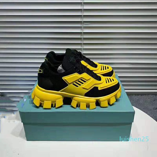 

new fashion designer shoes cloudbust thunder low outdoor mesh men women black sole shoes yellow casual shoes size l25