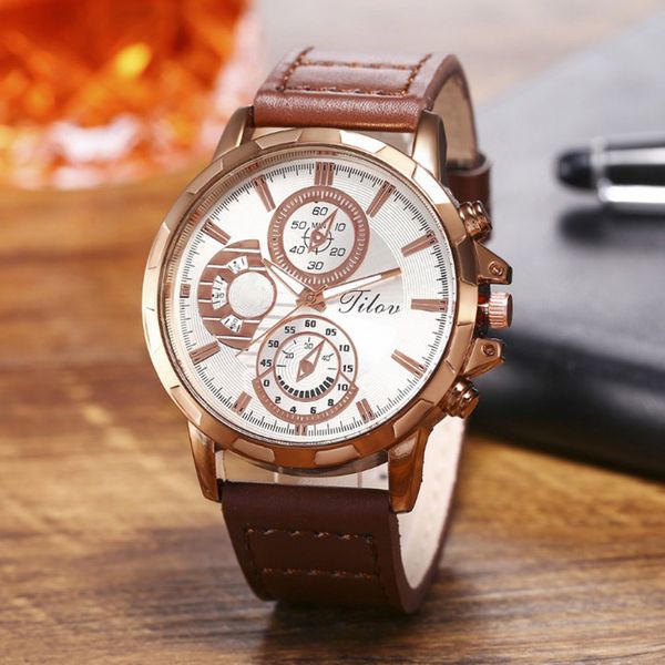 

mens watches big business sports belt quartz watch male men's watch relogio masculino digital montre homme 2019 relogio digital, Slivery;brown
