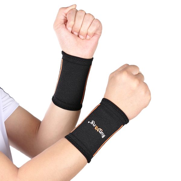 

men women adjustable wristband wrist brace support weight lifting strength training basketball wrist support wrap protector, Black;gray
