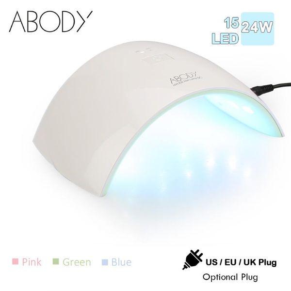 

abody 24w nail dryer uv led lamp for nails 15leds 30/60s timer manicure lamp for all types gel nail art machine gel polish dryer