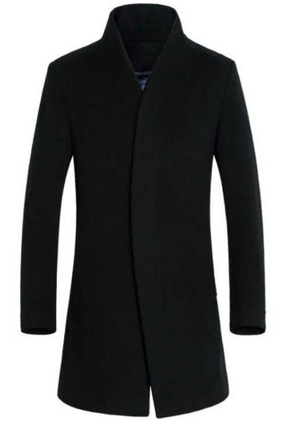 

зима мужская со средними и длинными шерстяной шинель slim fit повседневная мода ветровка красивый лидирующий пальто готические mens long coa, Tan;black