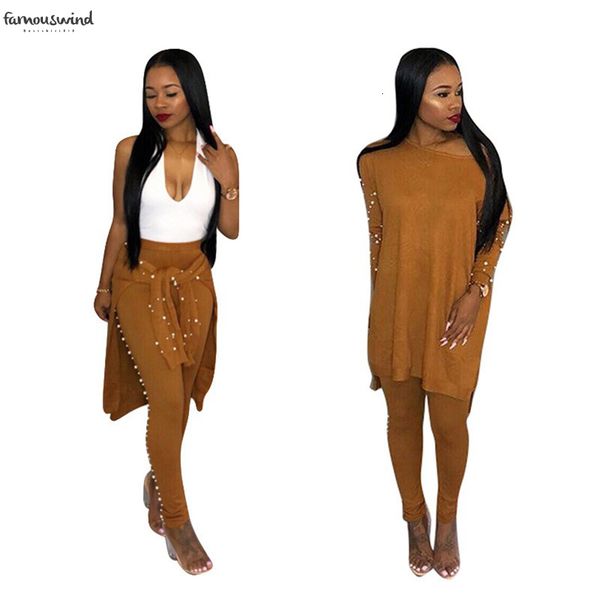 

зима женщины вязать набор осень pearl два piece set длинные бисероплетение свитер пуловер штаны casual женщины вязаные tracksuit, White