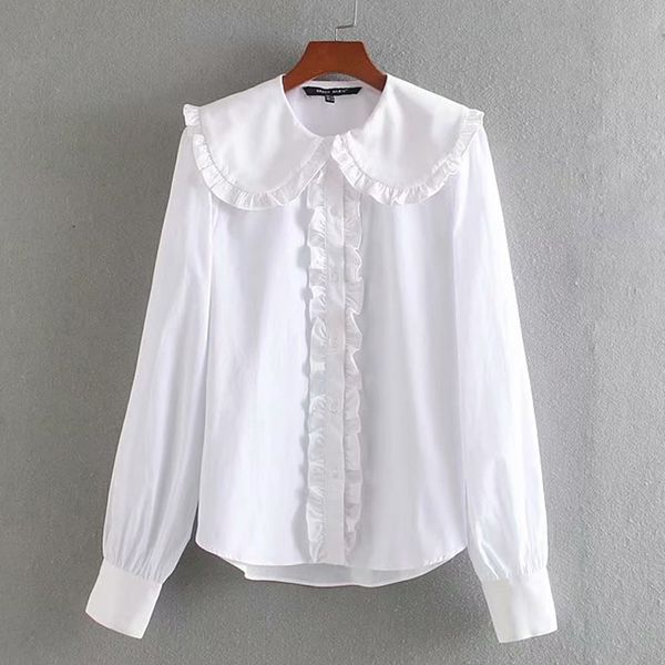 

agong casual cascading white blouses women fashion peter pan collar shirts women elegant long sleeve female ladies kd