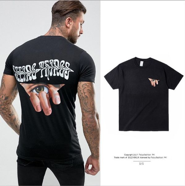 

Summer Tshirt for Men Triangle Eye Finger Digital Printing Round Neck Short Sleeve Loose Mens T-Shirt Asian S-3XL