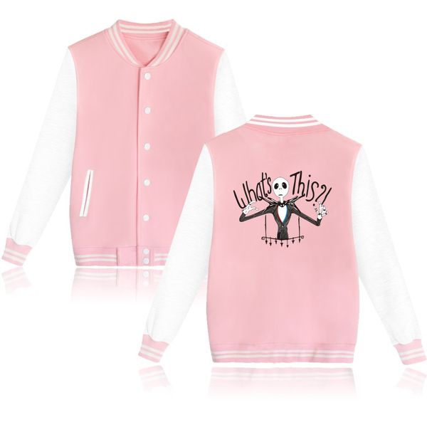

the nightmare before christmas spring autumn fashion hip hop streetwear baseball jacket uniform men outerwear coats 4xl, Black