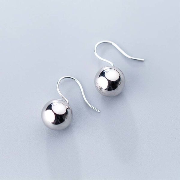 

hanging beads 925 sterling silver earrings for women simple glossy round ball drop earring fashion jewelry gift wholesale