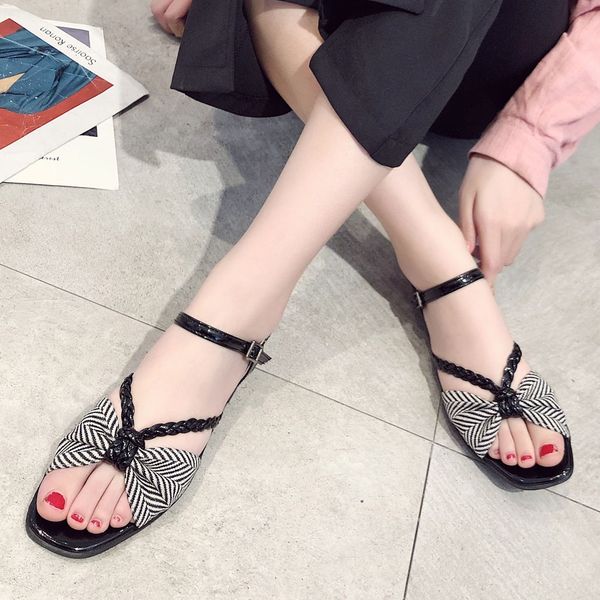 

women sandals nice buckle gladiator summer sandals women beach shoes ladies roman flat sandalias mujer, Black