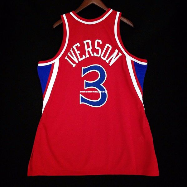 

100% stitched mitchell & ness allen iverson #3 wholesale red jersey mens vest size xs-6xl stitched basketball jerseys ncaa, Black;blue