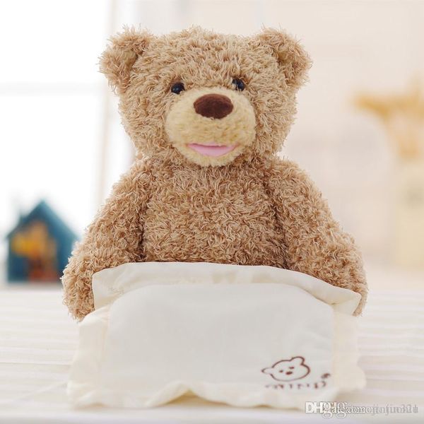 

30cm peekaboo teddy bear play hide and seek lovely cartoon stuffed teddy bear kids birthday gift cute music bear plush toy