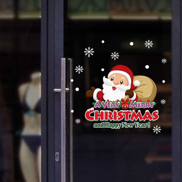 

merry christmas wall stickers window glass festival decals santa murals