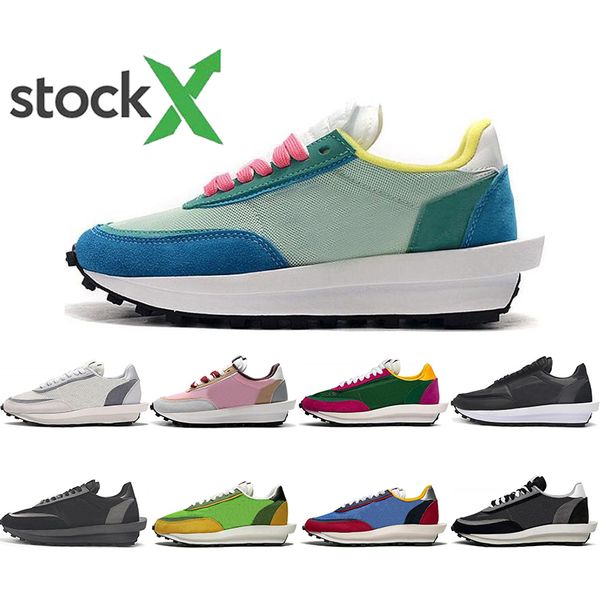 

с бесплатными носками новые роскошные sacai ldv вафельные мужские женские кроссовки белый нейлон gusto varsity синий зеленый gusto спорт на