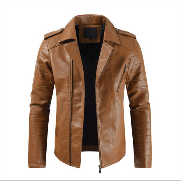 

men's pu jackets coats fleece casual diagonal zipper biker jacket male motorcycle coat jaqueta de couro masculina, Black