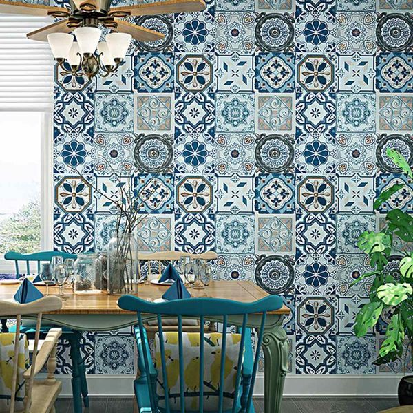 

0.53x10m blue and white porcelain theme waterproof mildew proof stickers 3d stickers diy tiles home decorate