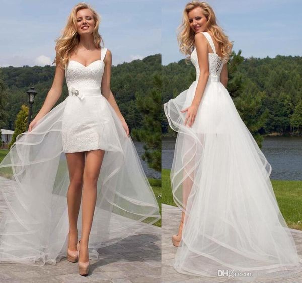 

Beach Bohemian A Line Wedding Dresses 2019 Newest High Low Elegant Scoop Wedding Dress Plus Size Bridal Gowns Vestidos De Novia Cheap
