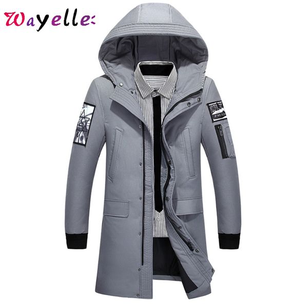 

winter jacket coat men white duck down jacket men 2019 new korean thicken warm hooded cotton padded long parkas overcoats, Black