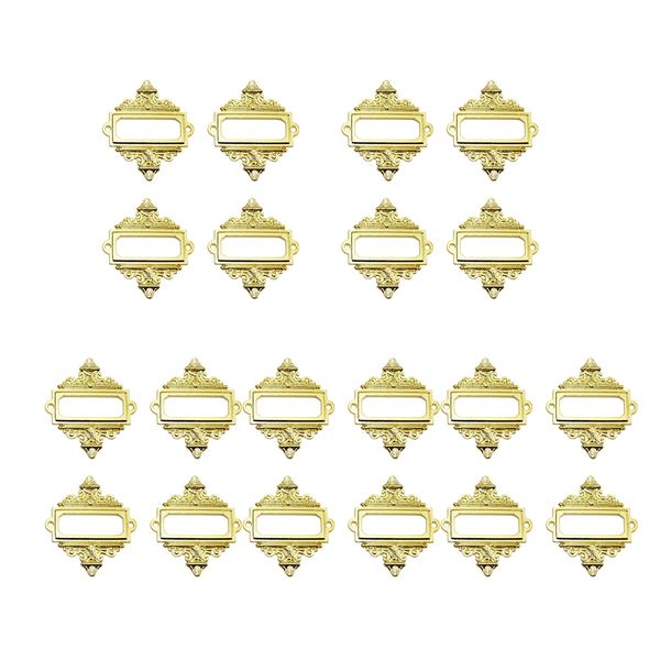 

20-pack golden cabinet decorative card tag label metal lace frame 55x62mm