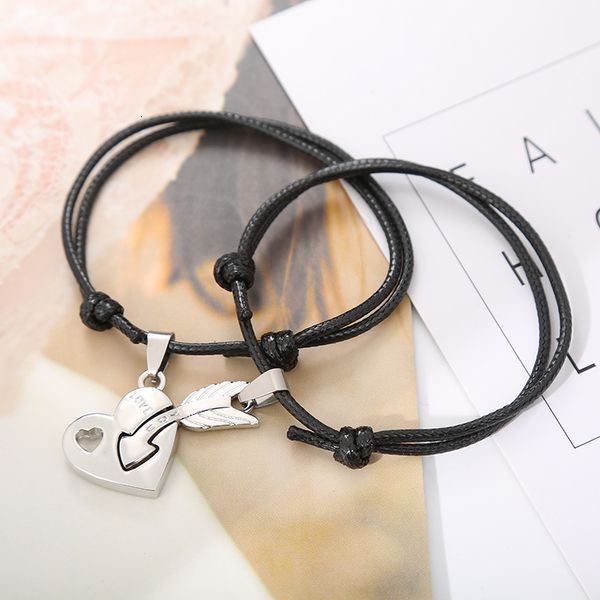 

2019 new fashion couple bracelet for women and men creative arrow heart bracelet adjustable rope chain lovers paired bracelets, Golden;silver