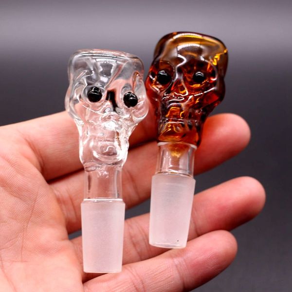 Schwarze Augen-Schädel-Kopf-Glasschüsseln für Bong-Wasserpfeifen, die männliche 14-mm-18-mm-Verbindungen rauchen, niedliches Design-Eulen-Dab-RigBongs