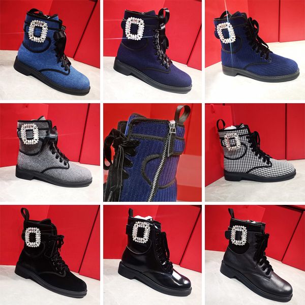 

autumn and winter new product diamond buckle buckle leather side zipper motorcycle boots outdoor boots with the same paragraph martin boots, Black