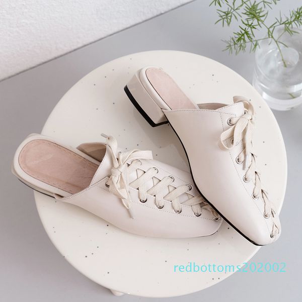 

eshtonshero women shoes woman slippers low heels leather lace up slingback platform low heels ladies wedding shoes size 3-9 r02, Black