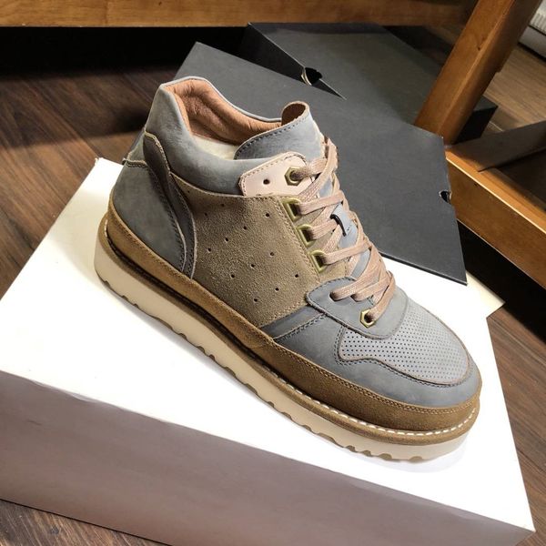 

2019 platform booties australia designer short boots men gray/brown luxury plush shoes grey genuine leather boots flat bottom, Black