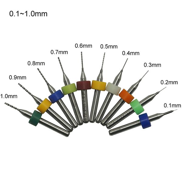 

10pcs pcb drill tool kit 0.1mm-2.0mm drilling bits tungsten carbide metal milling cutter cnc engraving tools