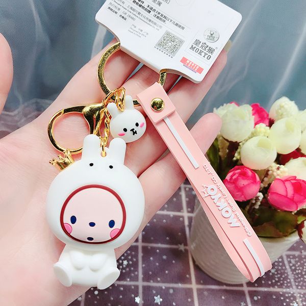 

2019 new cartoon crown monkey bag pendant cute men and women key ring car panda bag key ring small gifts wholesale, Silver