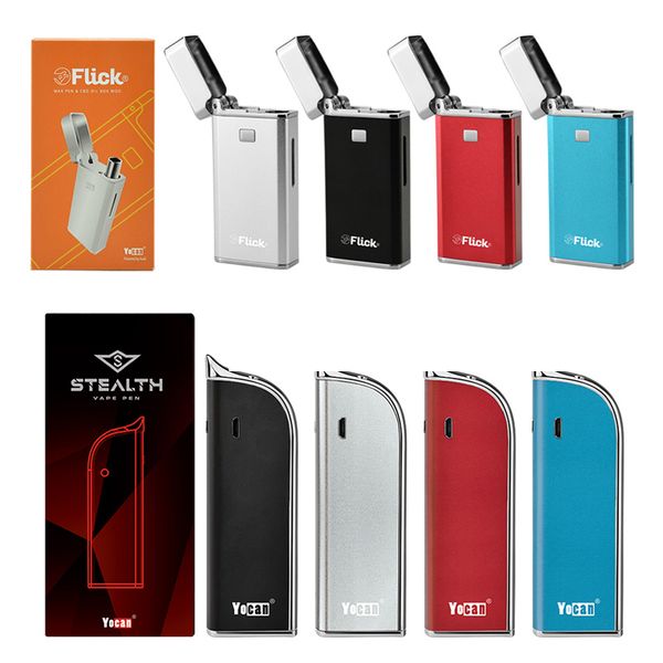 

Promotion Yocan Stealth and Flick 2 in 1 Kit 650mAh Box Mod Vaporizer for Wax Thick Oil 100% Original e cigarette DHL Free