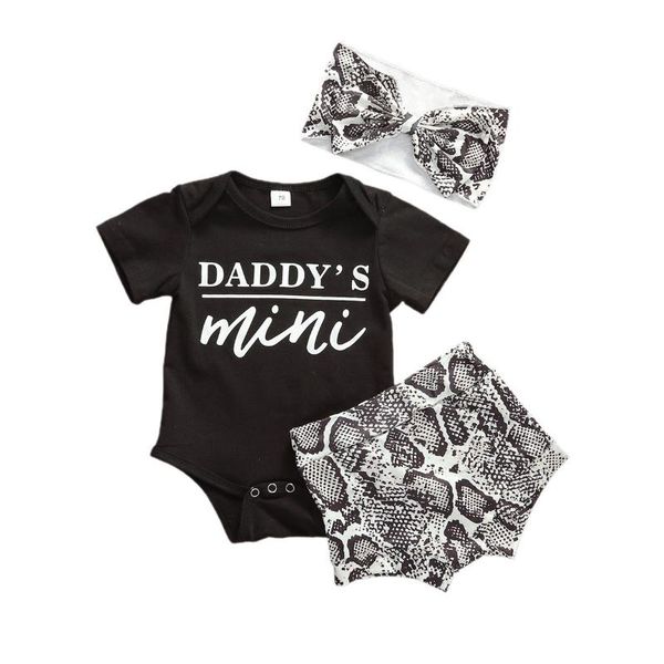 

0-18m newborn infant baby girls boys clothes sets 3pcs letter print shorts sleeve romper +shorts+headband, White