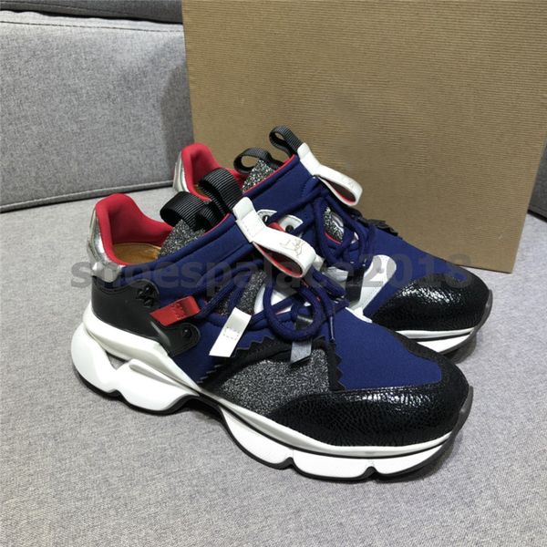 

with box womens mens casual shoes luxury designer spikes red bottom sneaker mens patchwork matte leather chaussures mens t01, Black