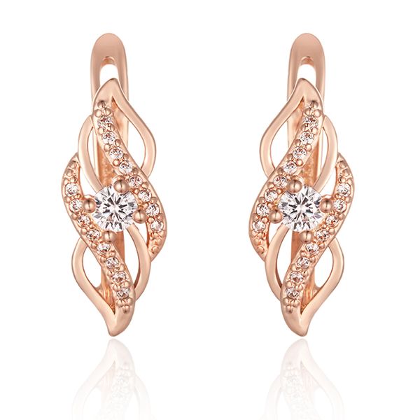 

new women 585 rose gold color white crystal stone weaving drop earrings, Silver
