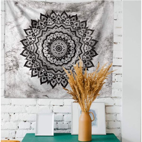 

tapestry wall hanging mandala flower indian hippie art bohemian psychedelic gradient grey hangings, other home decor
