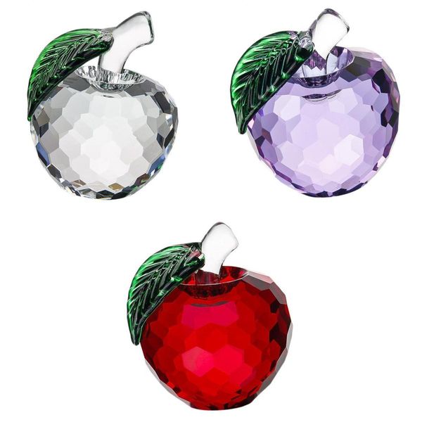 

3pcs transparent crystal apples paperweight kids gifts xmas deskornament