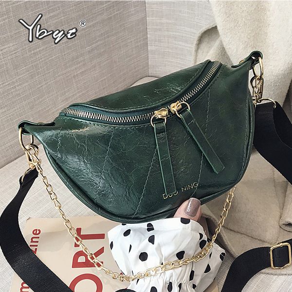 

ybyt fashion women waist bag vintage pu leather crossbody bag mini chest pack purse chain messenger bags for women shoulder