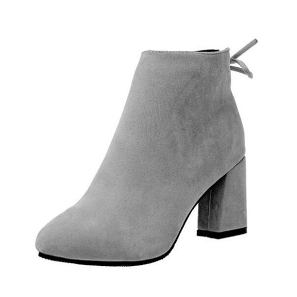 

winter ankle boots women sneakers square heel casual shoes woman high heel boots suede women ankle shoe botines mujer y490, Black