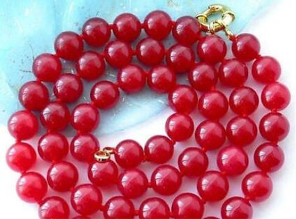 

10 мм натуральный красный ожерелье ювелирных 86см, Silver