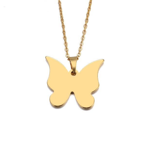 

new arrival stainless steel necklace for women man lover's blue butterfly gold and silver color pendant necklace engagement jewelry fem