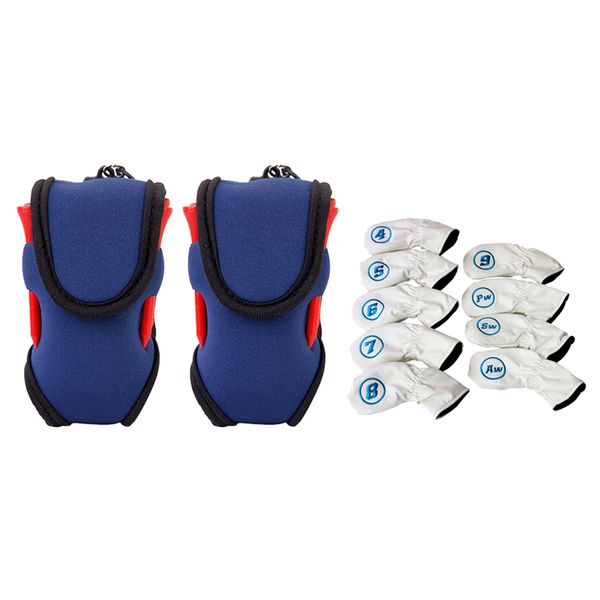 

4-aw 9pcs golf club head cover irons headcover with 2pcs ball holder bag