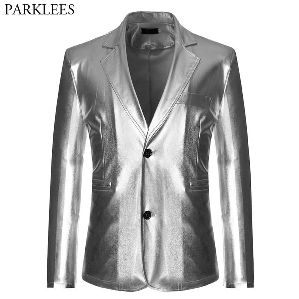 

shiny sliver coated metallic bling blazer jacket men tin man costume nightclub stage prom dj singer costumes blazer masculino 2x, White;black
